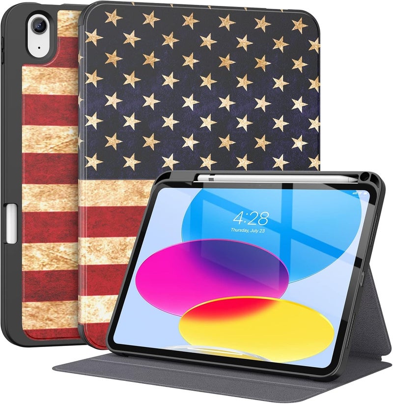 Supveco Case for iPad (A16) 11th Generation 11 inch (2025),iPad 10th Generation 10.9 inch (2022) with Pencil Holder-[Auto Wake/Sleep],Premium Folio Stand Case with Soft TPU Back Cover-Flag - Image 1